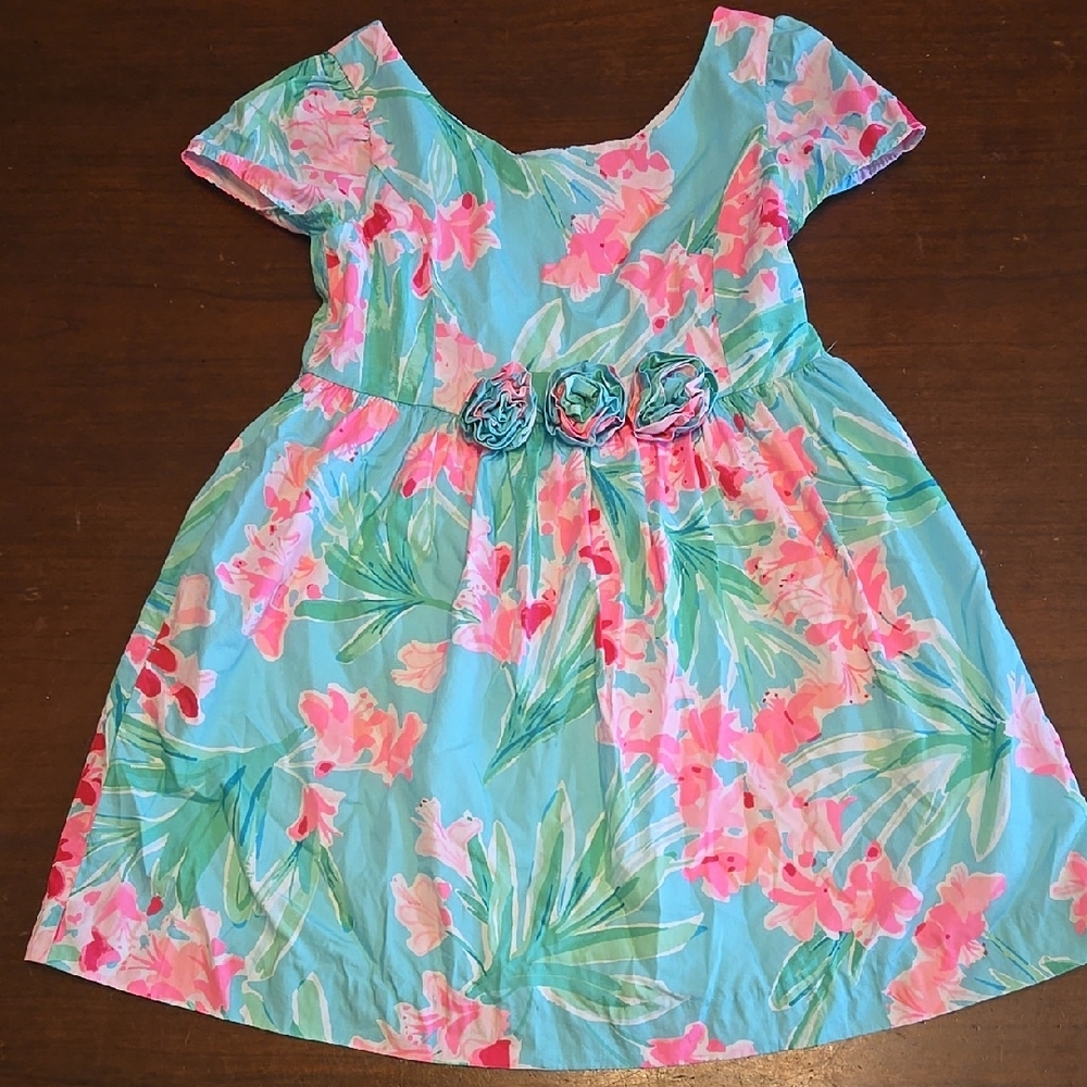 Lilly Pulitzer Blue and Pink Sundress with Flutter Cap Sleeves